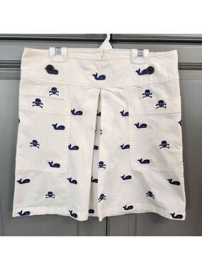 Libertine For Target Off White Skirt with Navy Whale & Skull Embroidery